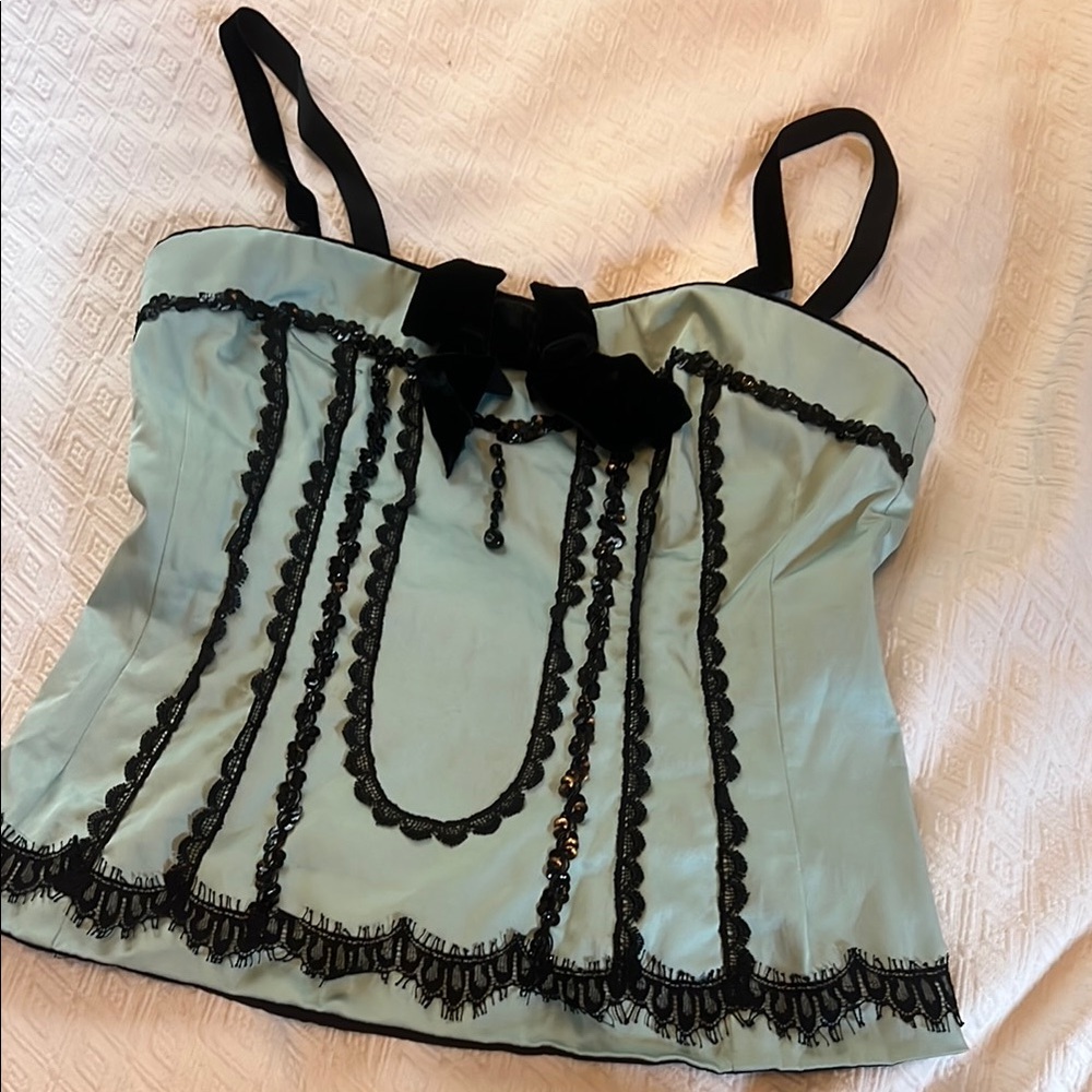 Nanette Lepore Green Embellished Bustier Camisole